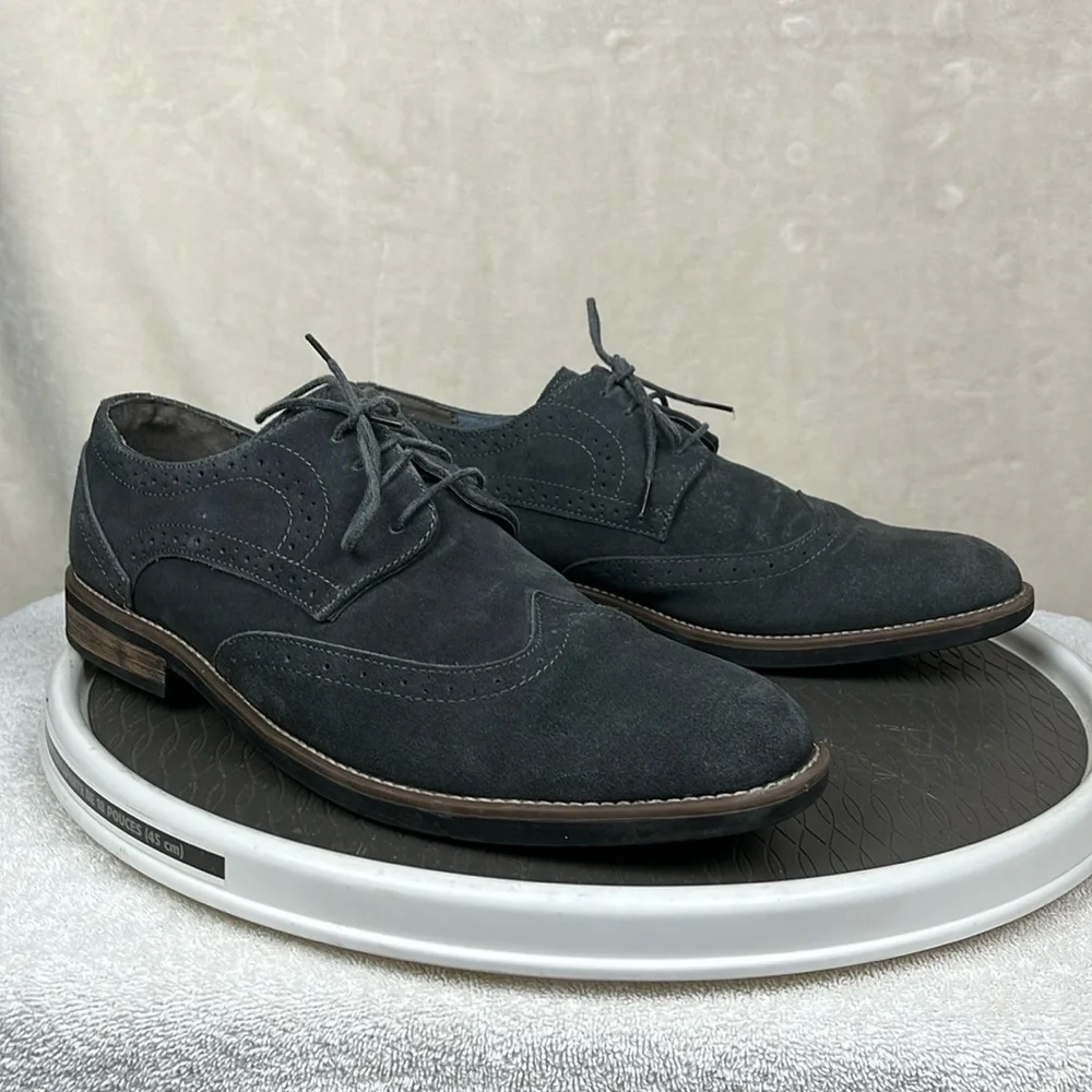 Bruno Marc Urban Suede Leather Lace Up Wingtip Dress Shoes Gray Size 15
